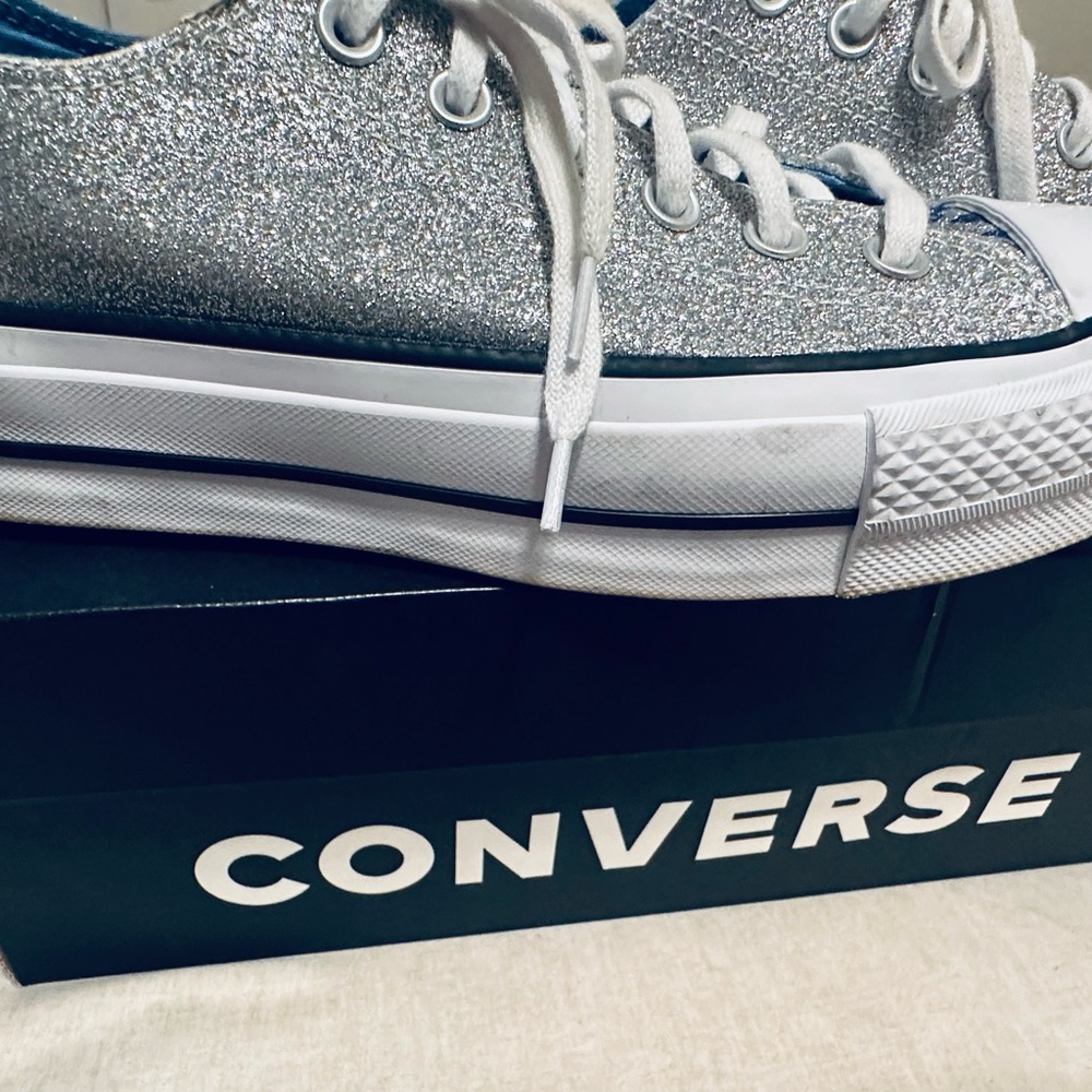 Converse Women's Sparkling Blue Sneakers - Picture 8 of 8